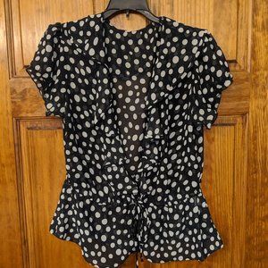 Black & White Polka Dot Sheer Blouse